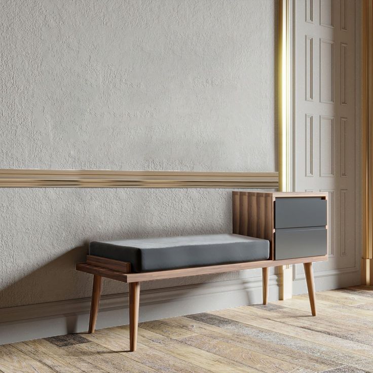 Eteisen penkki Linento Furniture Fiume, leveys 120cm, antrasiitti/ruskea