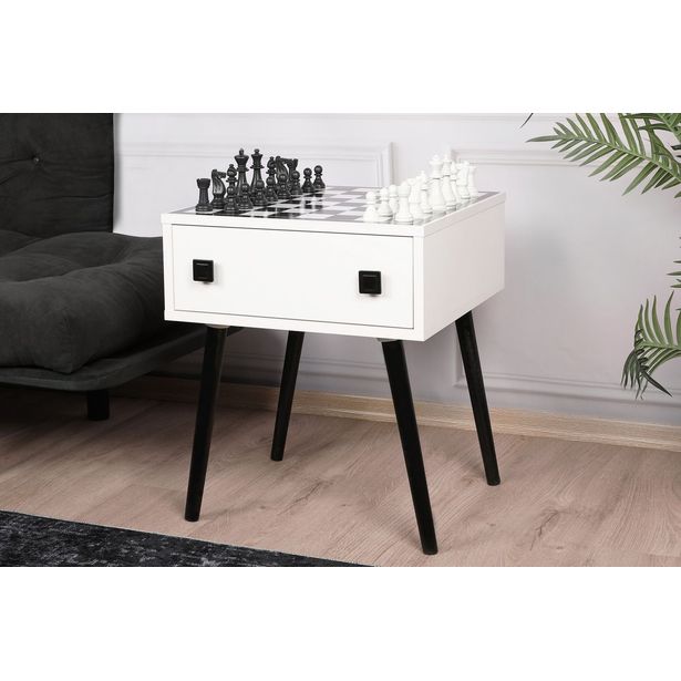 Shakkipöytä Linento Furniture Chesso, 50x50cm, musta/valkoinen