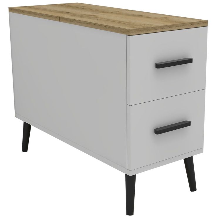 Sivupöytä Linento Furniture Island valkoinen/ruskea