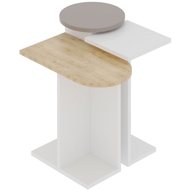 Sarjapöytä Linento Furniture Mund, 3-osainen, valkoinen/tammi/beige