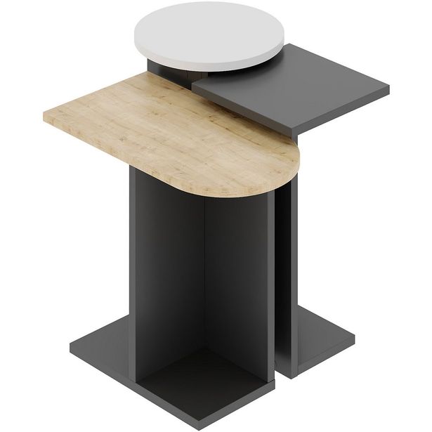Sarjapöytä Linento Furniture Mund, 3-osainen, antrasiitti/tammi/valkoinen