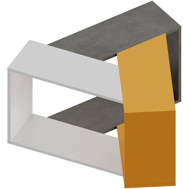 Sohvapöytä Linento Furniture Trio, valkoinen/harmaa/keltainen