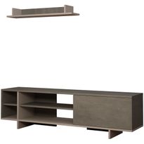 TV-taso ja seinähylly Linento Furniture Stockton, harmaa/beige