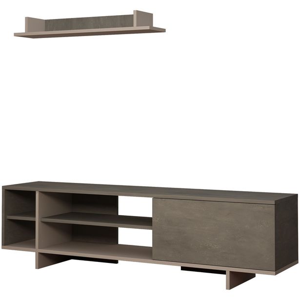 TV-taso ja seinähylly Linento Furniture Stockton, harmaa/beige