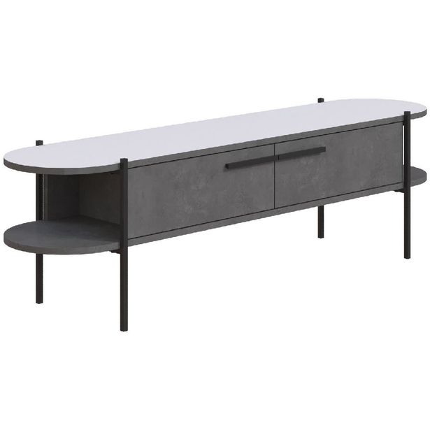 TV-taso Linento Furniture Otis harmaa/valkoinen