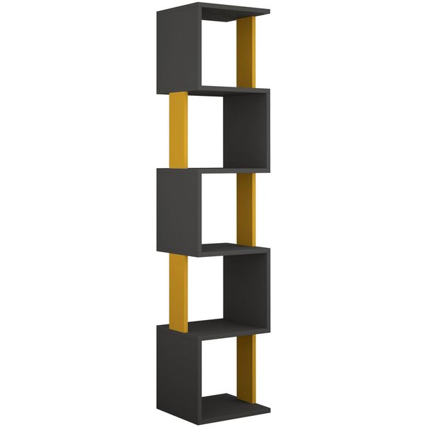 Kirjahylly Linento Furniture Piri, harmaa/keltainen