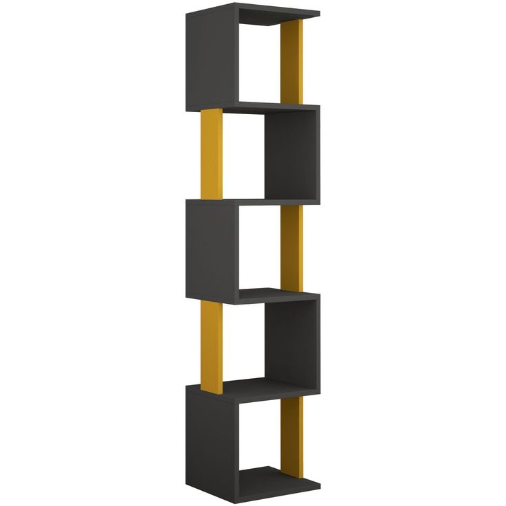 Kirjahylly Linento Furniture Piri, harmaa/keltainen