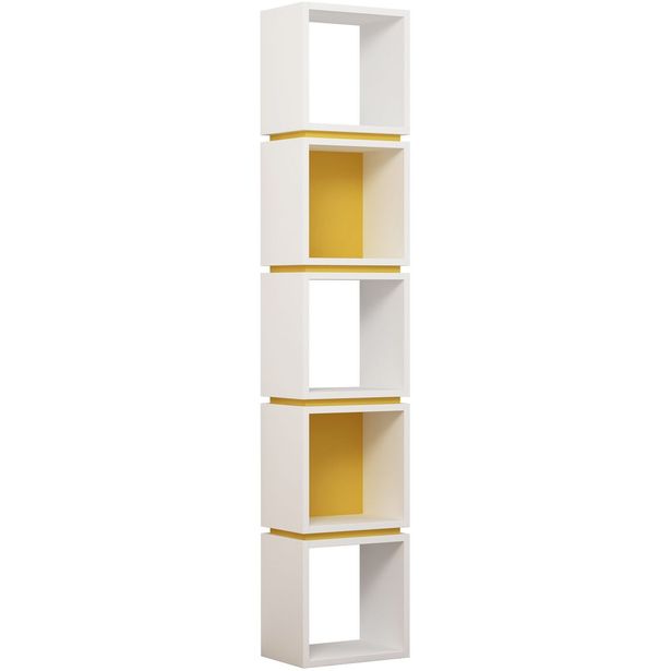 Kirjahylly Linento Furniture Multi, valkoinen/keltainen