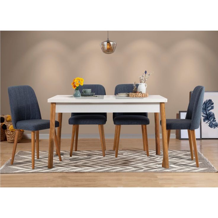Ruokapöytä Linento Furniture Costa Masa, 120x75cm, 4 henkilölle, valkoinen/ruskea