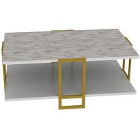 Sohvapöytä Linento Furniture Polka, valkoinen/kulta
