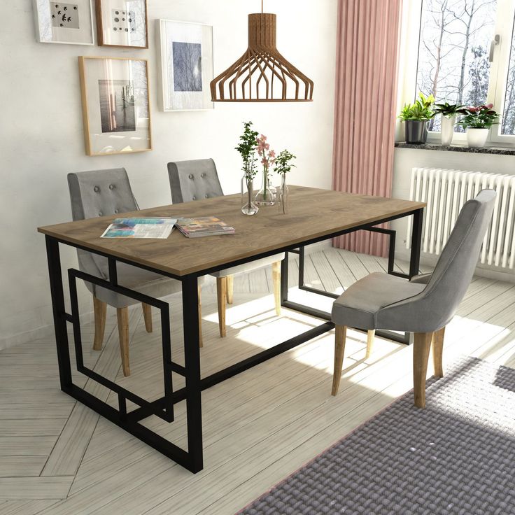 Ruokapöytä Linento Furniture Alin, 160x90cm, ruskea/musta