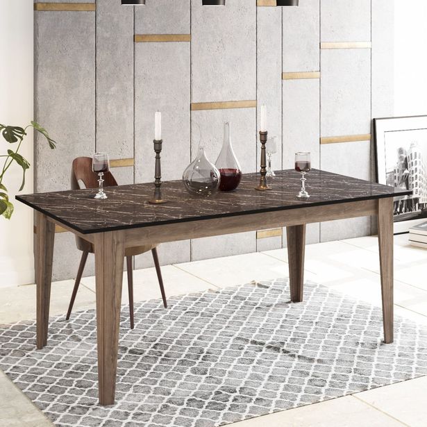 Ruokapöytä Linento Furniture Lorenz, 180x90cm, musta/ruskea