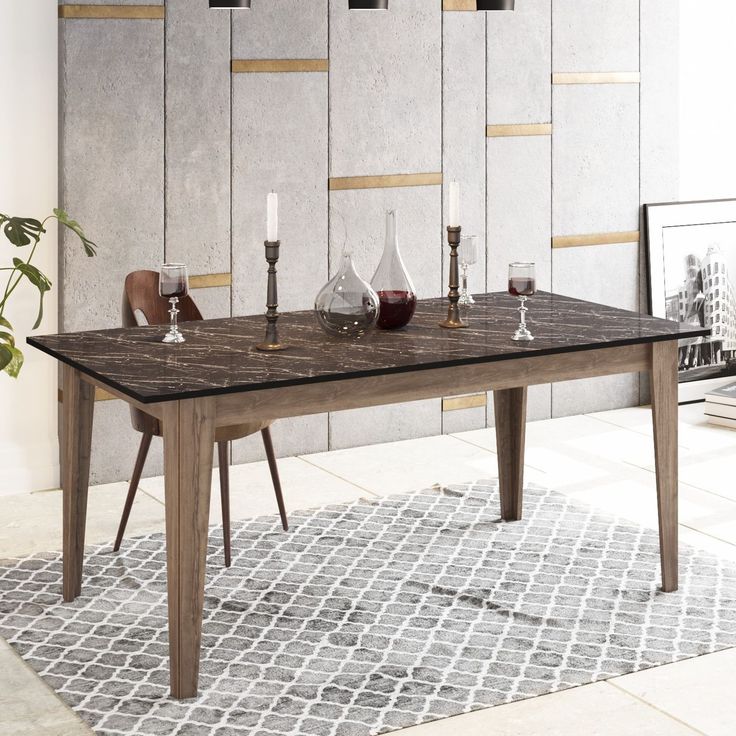Ruokapöytä Linento Furniture Lorenz, 180x90cm, musta/ruskea