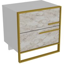 Yöpöytä Linento Furniture Polka, valkoinen/kulta, Verkkokaupan poistotuote