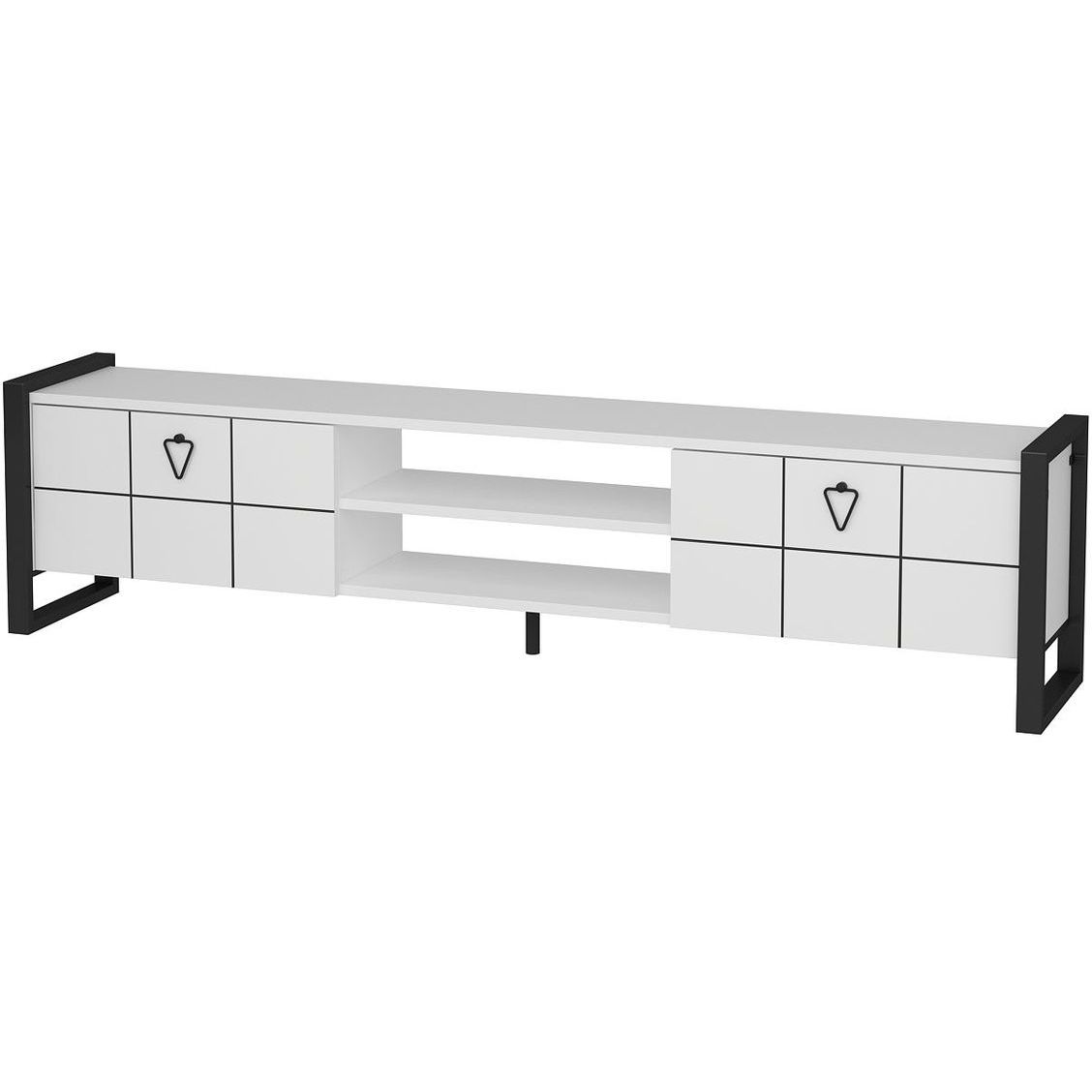 TV-taso Linento Furniture Mora, leveys 184cm, valkoinen/musta