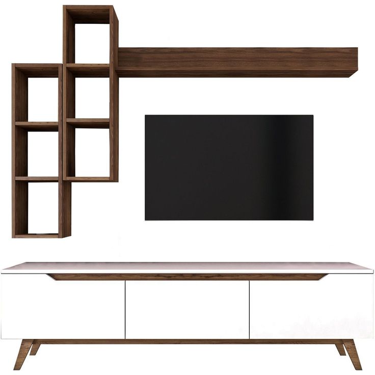 TV-taso seinähyllyköllä Linento Furniture M16-804, valkoinen/ruskea
