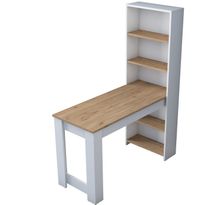 Työpöytä hyllyllä Linento Furniture HA106-2493, valkoinen/ruskea