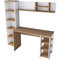 Työpöytä Linento Furniture HA125 - 3428 seinähylly saksanpähkinä/valkoinen