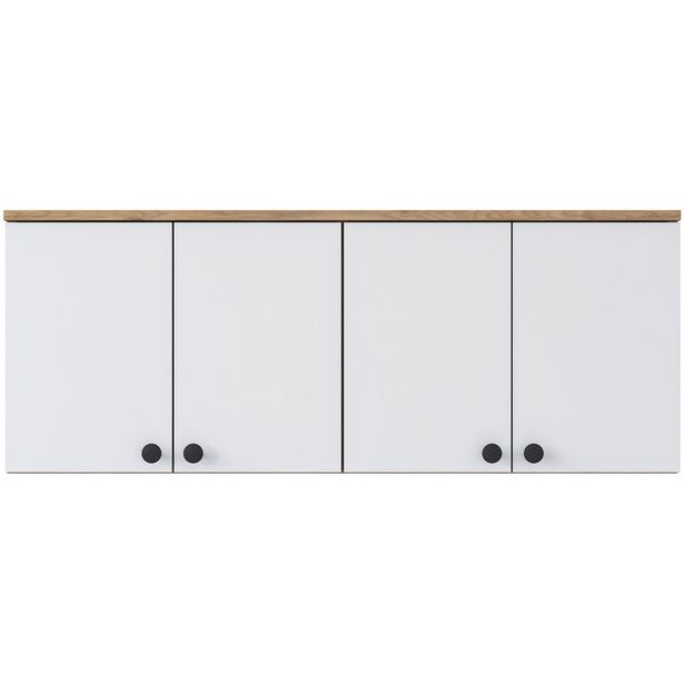 Seinäkaappi Linento Furniture BA120-2670, leveys 120cm, valkoinen/ruskea