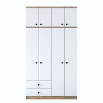 Vaatekaappi Linento Furniture BA121-2696, 120x216.8cm, valkoinen/ruskea