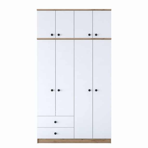Vaatekaappi Linento Furniture BA121-2696, 120x216.8cm, valkoinen/ruskea