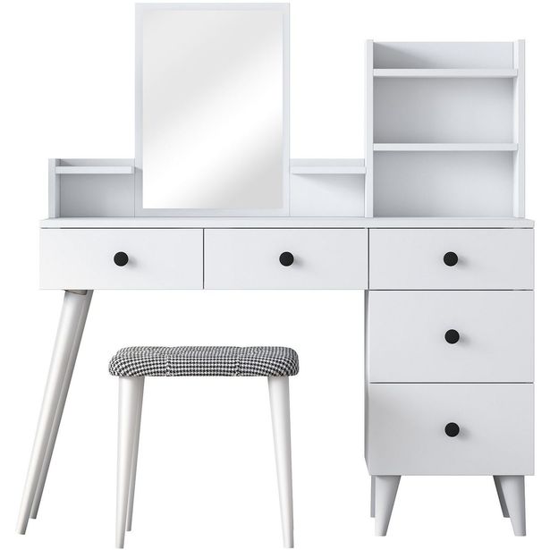 Meikkipöytä Linento Furniture BJ101-2294, valkoinen