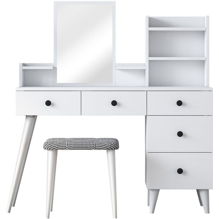 Meikkipöytä Linento Furniture BJ101-2294, valkoinen