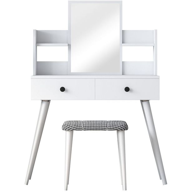 Meikkipöytä Linento Furniture BJ102-2235, valkoinen