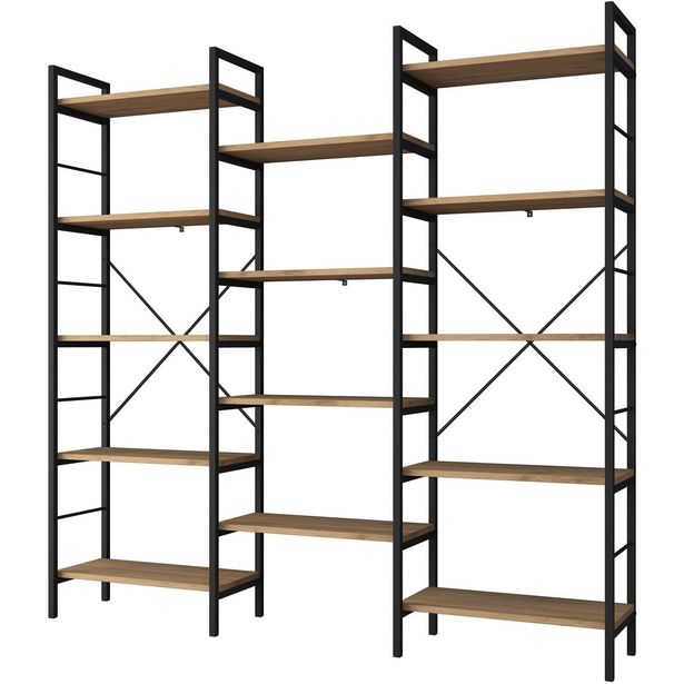 Kirjahylly Linento Furniture HC107 - 2552 saksanpähkinä/musta
