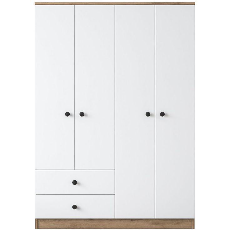 Vaatekaappi Linento Furniture BA108 2067 120cm, valkoinen/pähkinä