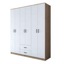 Vaatekaappi Linento Furniture BA113-2337, 180x210cm, valkoinen/ruskea