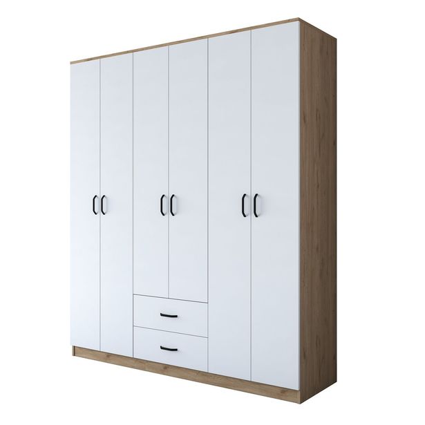 Vaatekaappi Linento Furniture BA113-2337, 180x210cm, valkoinen/ruskea
