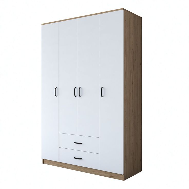 Vaatekaappi Linento Furniture BA112-2331, 140x210cm, valkoinen/ruskea