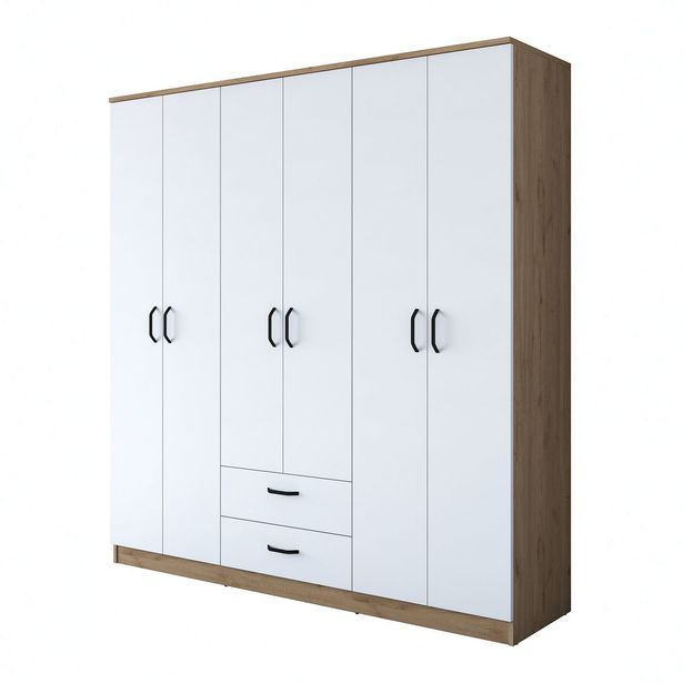 Vaatekaappi Linento Furniture BA115-2283, 180x190.8cm, valkoinen/ruskea