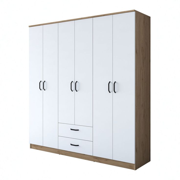 Vaatekaappi Linento Furniture BA115-2283, 180x190.8cm, valkoinen/ruskea