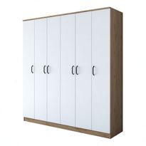 Vaatekaappi Linento Furniture BA114-2274, 180x190.8cm, valkoinen/ruskea