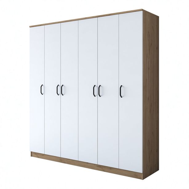 Vaatekaappi Linento Furniture BA114-2274, 180x190.8cm, valkoinen/ruskea