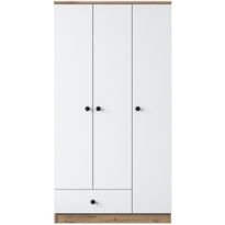 Vaatekaappi Linento Furniture BA117-2253, 90x170cm, valkoinen/ruskea