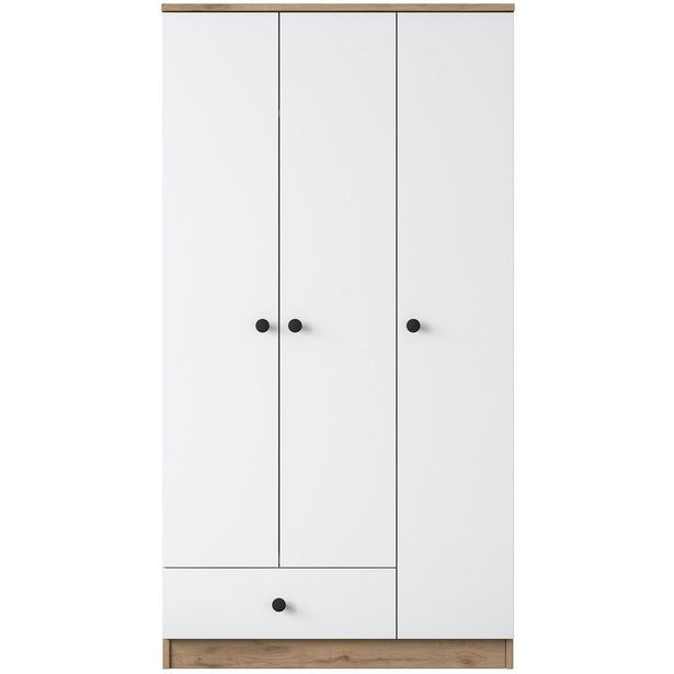Vaatekaappi Linento Furniture BA117-2253, 90x170cm, valkoinen/ruskea
