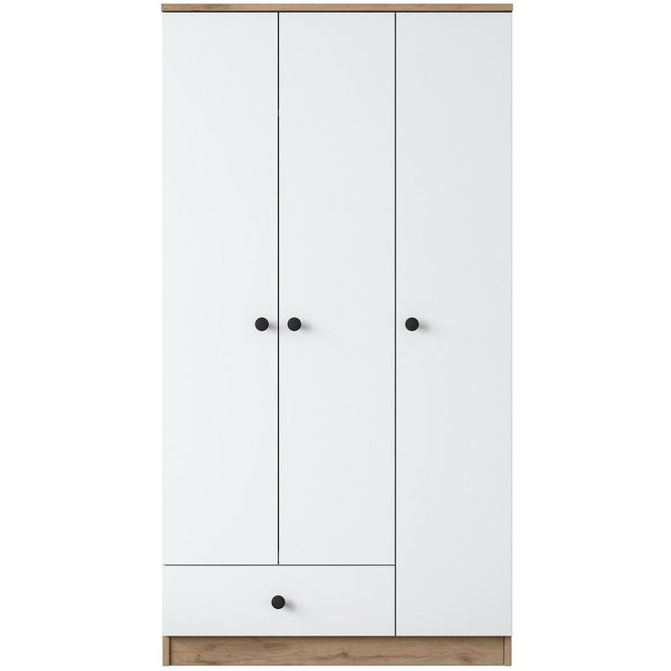 Vaatekaappi Linento Furniture BA117-2253, 90x170cm, valkoinen/ruskea