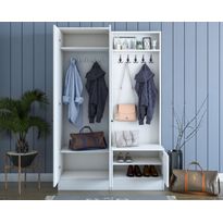 Säilytyskokonaisuus eteiseen Linento Furniture M5-1561, leveys 119.6cm, valkoinen