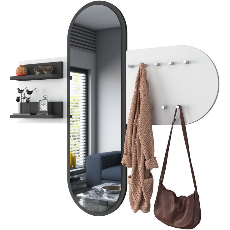Seinänaulakko peilillä Linento Furniture P3-3776, leveys 125cm, valkoinen
