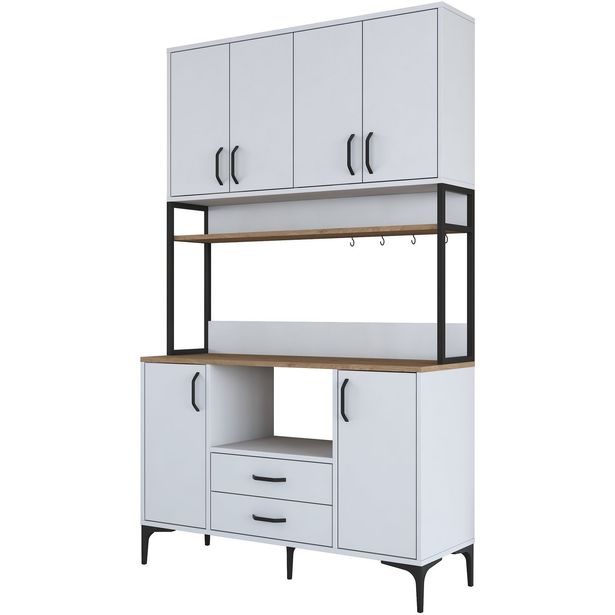 Aamiaiskaappi Linento Furniture JE169 - 3400 saksanpähkinä/valkoinen