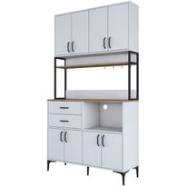 Aamiaiskaappi Linento Furniture JE180 - 3403 saksanpähkinä/valkoinen/musta