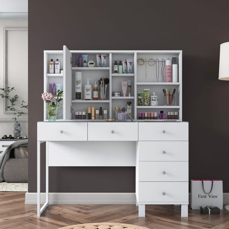 Meikkipöytä Linento Furniture BJ140-3831, leveys 120cm, valkoinen