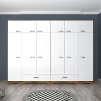 Vaatekaappi Linento Furniture BA133-3907, 243x226cm, ruskea/valkoinen