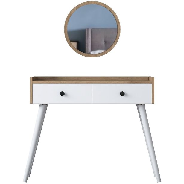 Meikkipöytä Linento Furniture BJ103 2233 valkoinen/pähkinä