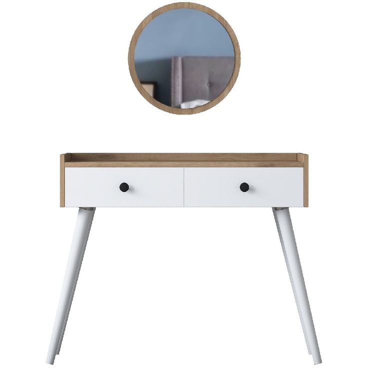 Meikkipöytä Linento Furniture BJ103 2233 valkoinen/pähkinä