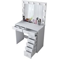 Meikkipöytä valolla Linento Furniture, BJ115-2781, valkoinen