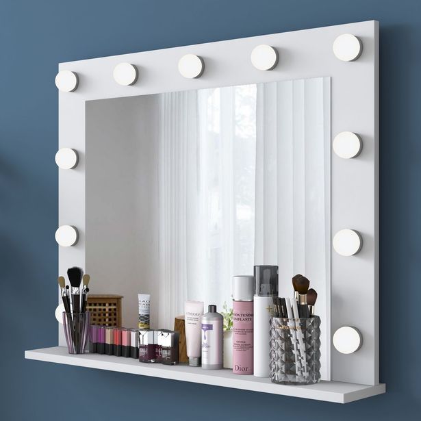 Meikkipeili valoilla Linento Furniture EF108-2998, 71.8x90cm, valkoinen